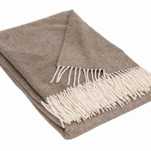 Merinovillainen torkkupeitto, beige – aaltokuvio