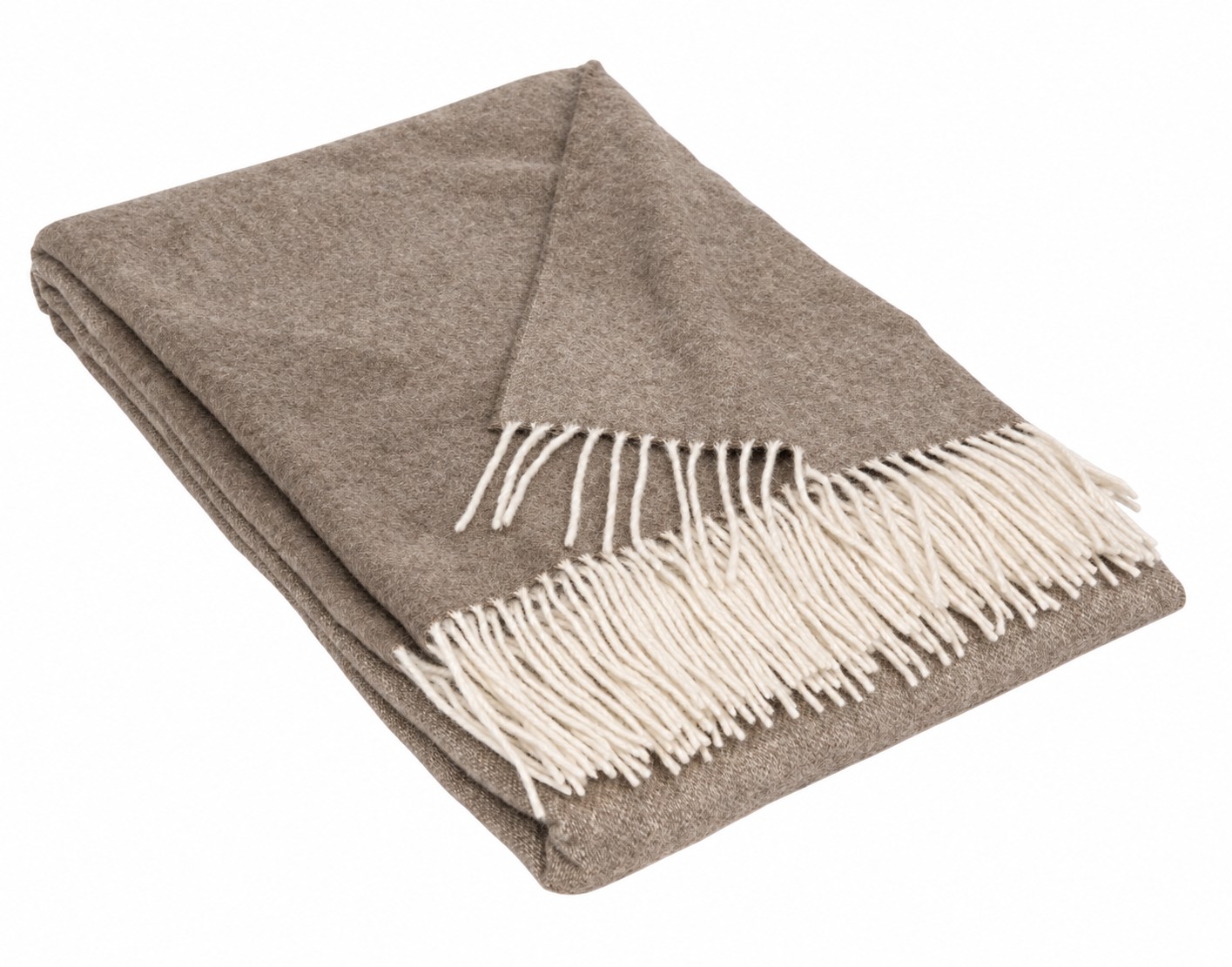 Merinovillainen torkkupeitto, beige – aaltokuvio